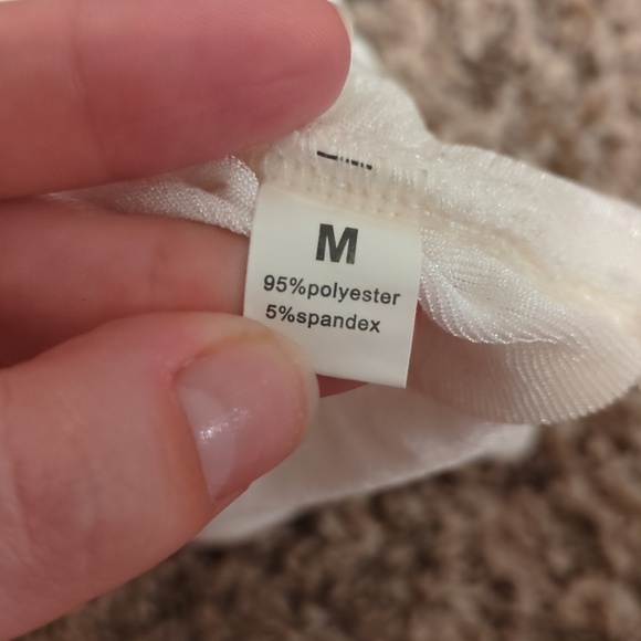 SHEIN white shiny satin ruched one shoulder crop top - Picture 6 of 6